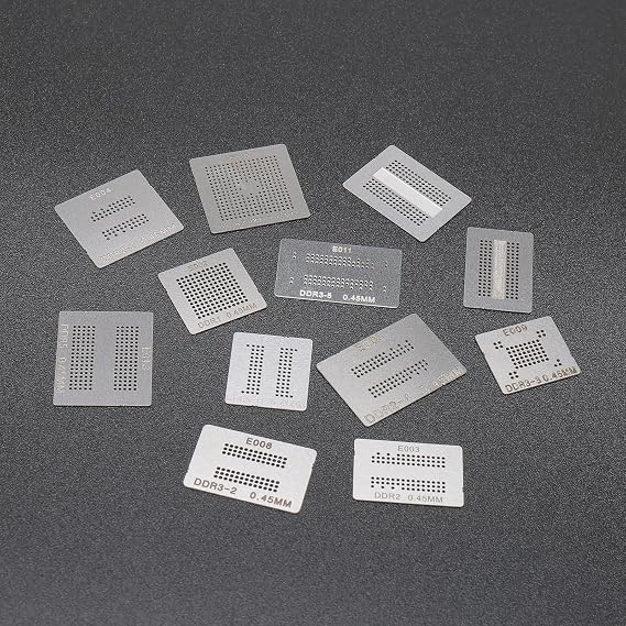 Ellbest 12pcs BGA Reballing Stencils Rework Station, Steel Template Mesh Directly Heat Set Kit for Laptop Desktop Graphics Card