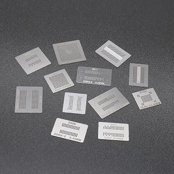 Ellbest 12pcs BGA Reballing Stencils Rework Station, Steel Template Mesh Directly Heat Set Kit for Laptop Desktop Graphics Card