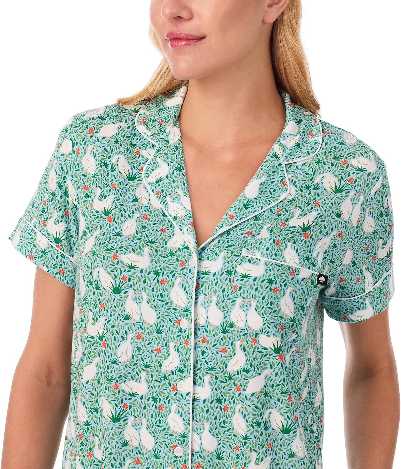 kate spade new york Short Sleeve Brushed Jersey Notch Boxer Pajama Set