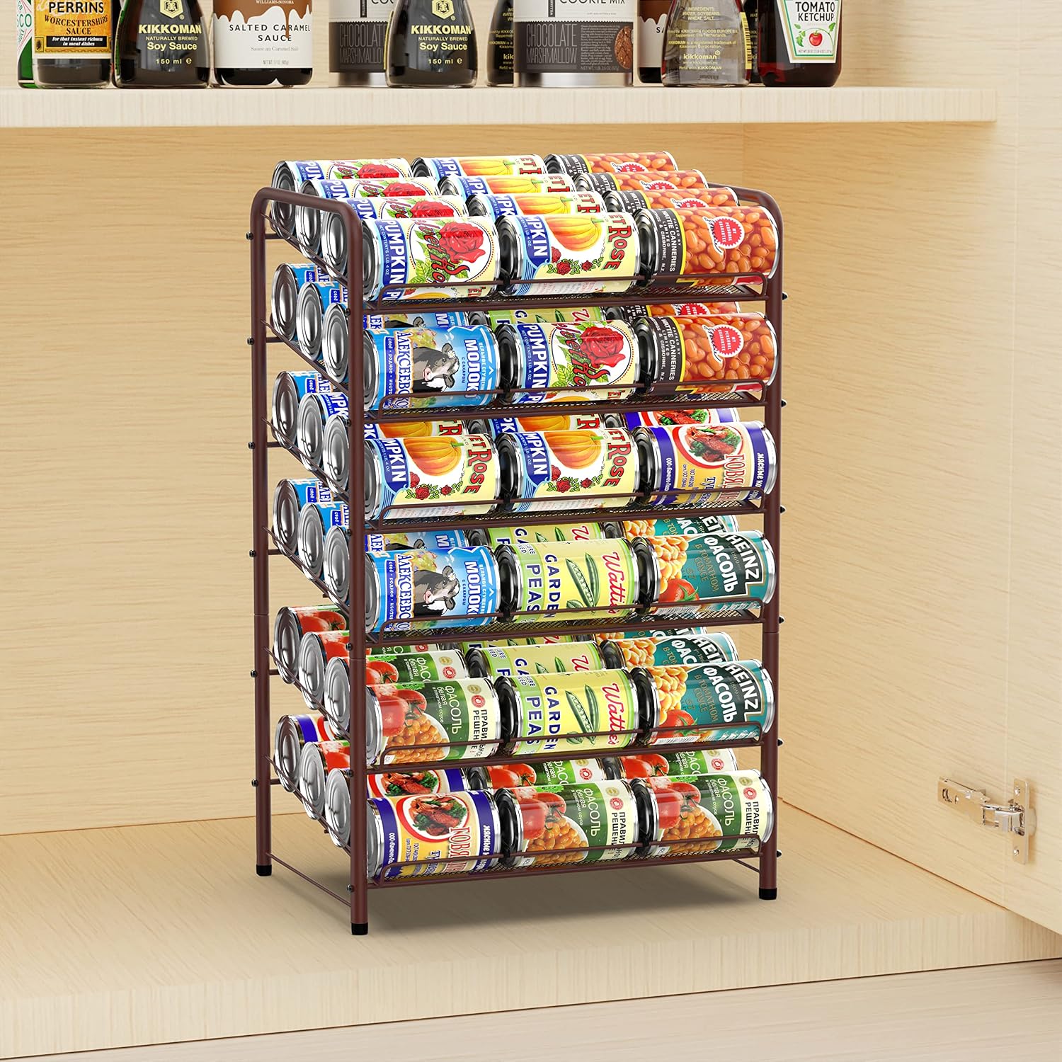 Simple Trending Can Rack Organizer, Can Storage Dispenser Holds up to 72 Cans for Kitchen Cabinet or Pantry, Bronze