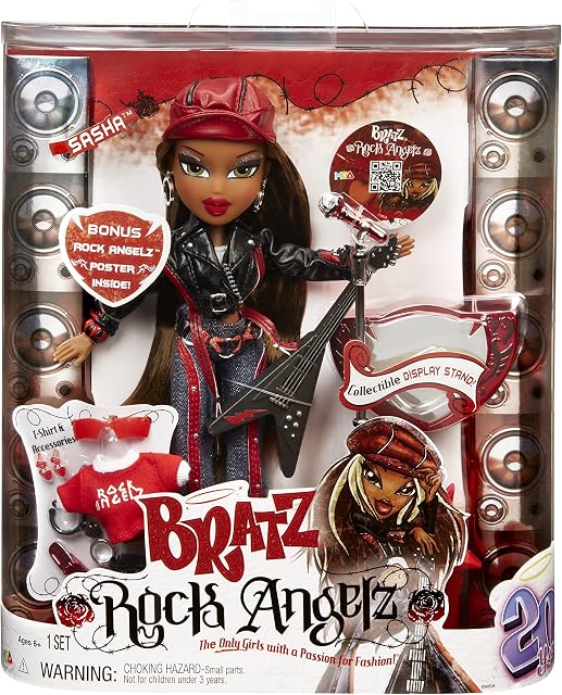 Bratz 577812EUC Rock Angelz 20 Yearz Special Edition Fashion Doll-Sasha-Includes Guitar, Outfits, Accessories, Poster, & More-Fan Favourite Rerelease-Collectable-for Collectors & Kids Ages 7+