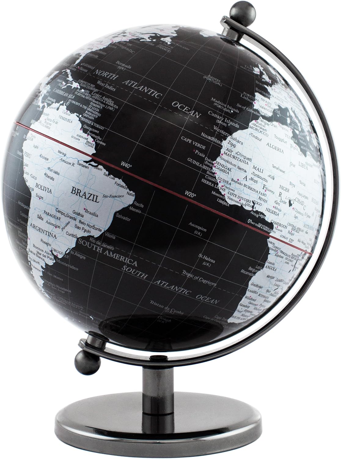 BRUBAKER Office Decoration Interactive Political World Globe - 7.5 inches tall - Black