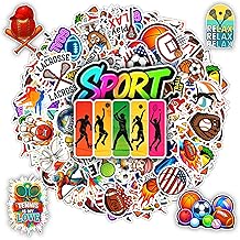 100 PCS Sports Collage Stickers Pack, Vinyl Waterproof Decals of Soccer Basketball Baseball Tennis Football Hockey Bowling, Motivational Gift for Kids Teens Adults Wall Laptop Water Bottle Boy