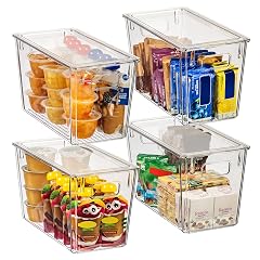 ClearSpace Modern Plastic Storage Bins with Lids Perfect Kitchen Organization or Pantry Fridge Organizer 4 Pack 12 5