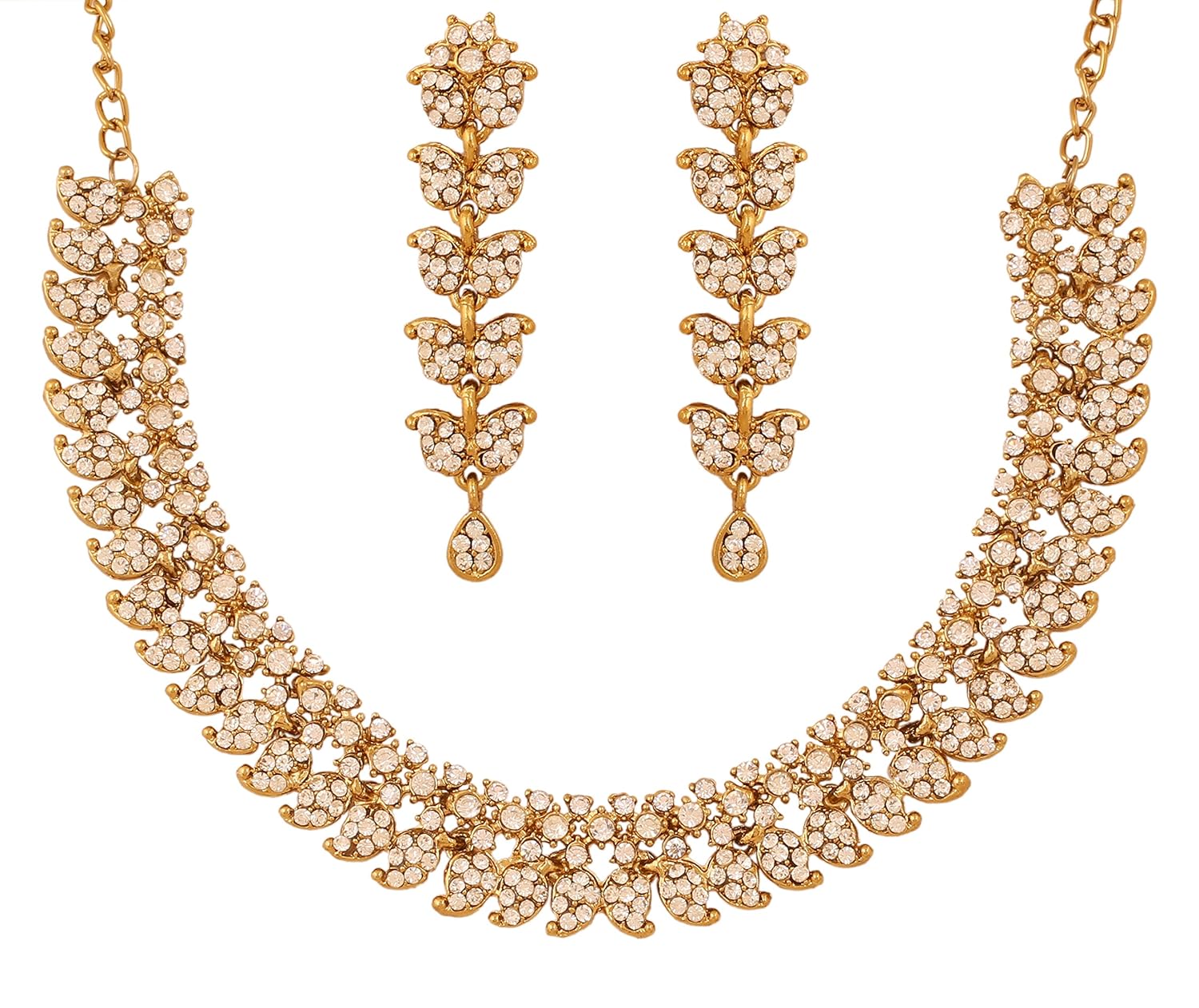 Touchstone Indian wedding jewelry set gold traditional necklaces for women statement rhinestone sets hollywood glamour style crystal stone
