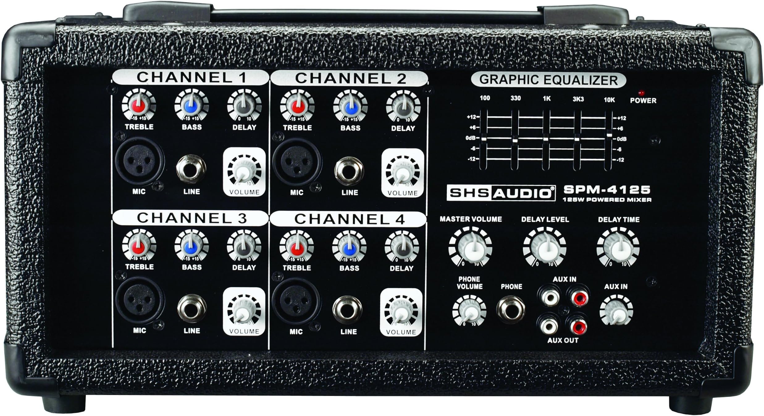 SPM-4125 120-Watt 4-Channel Powered Mixer, Black