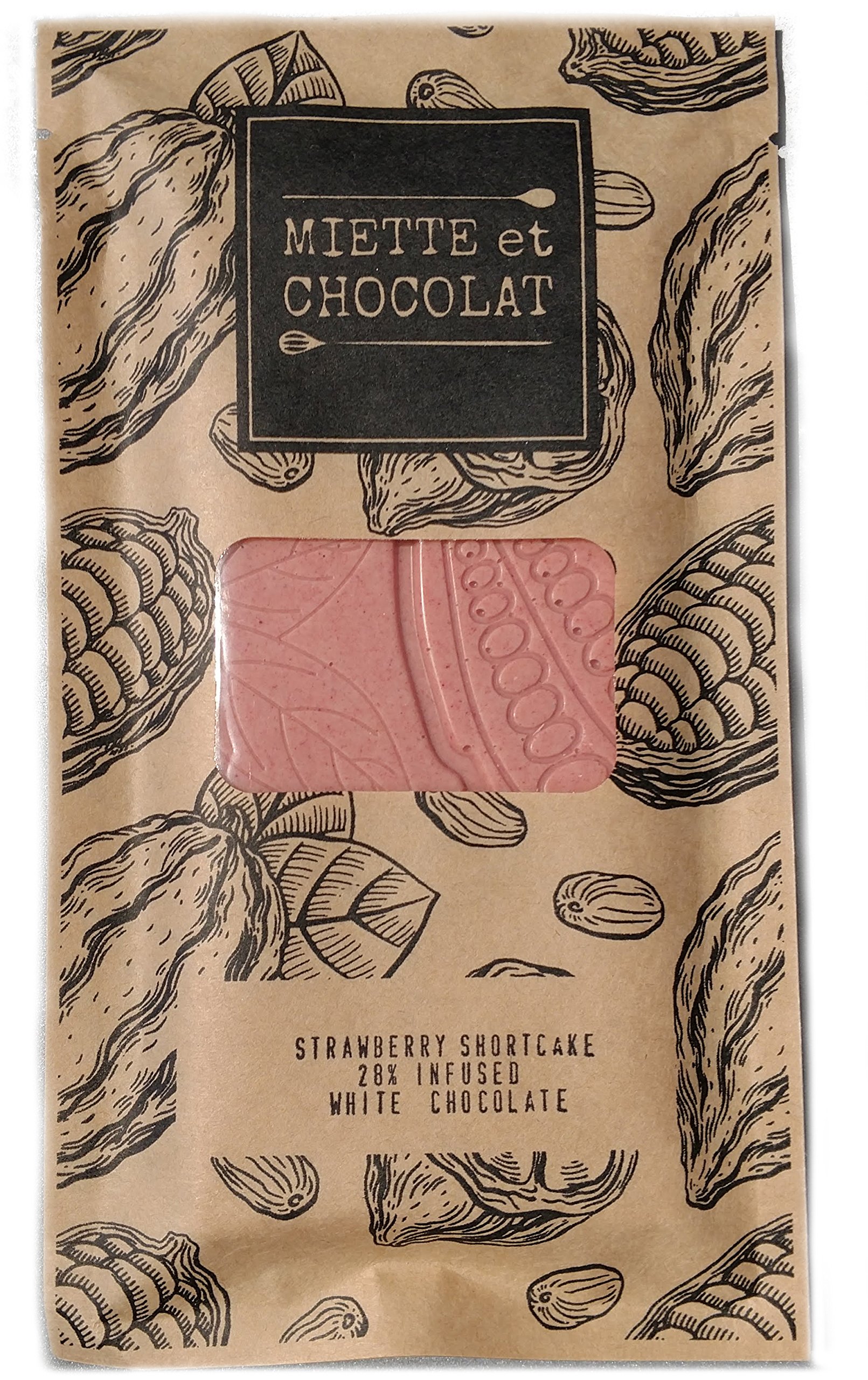 Miette et Chocolat Strawberry Shortcake Candy Bar - 100 Gr (Pack of 4)