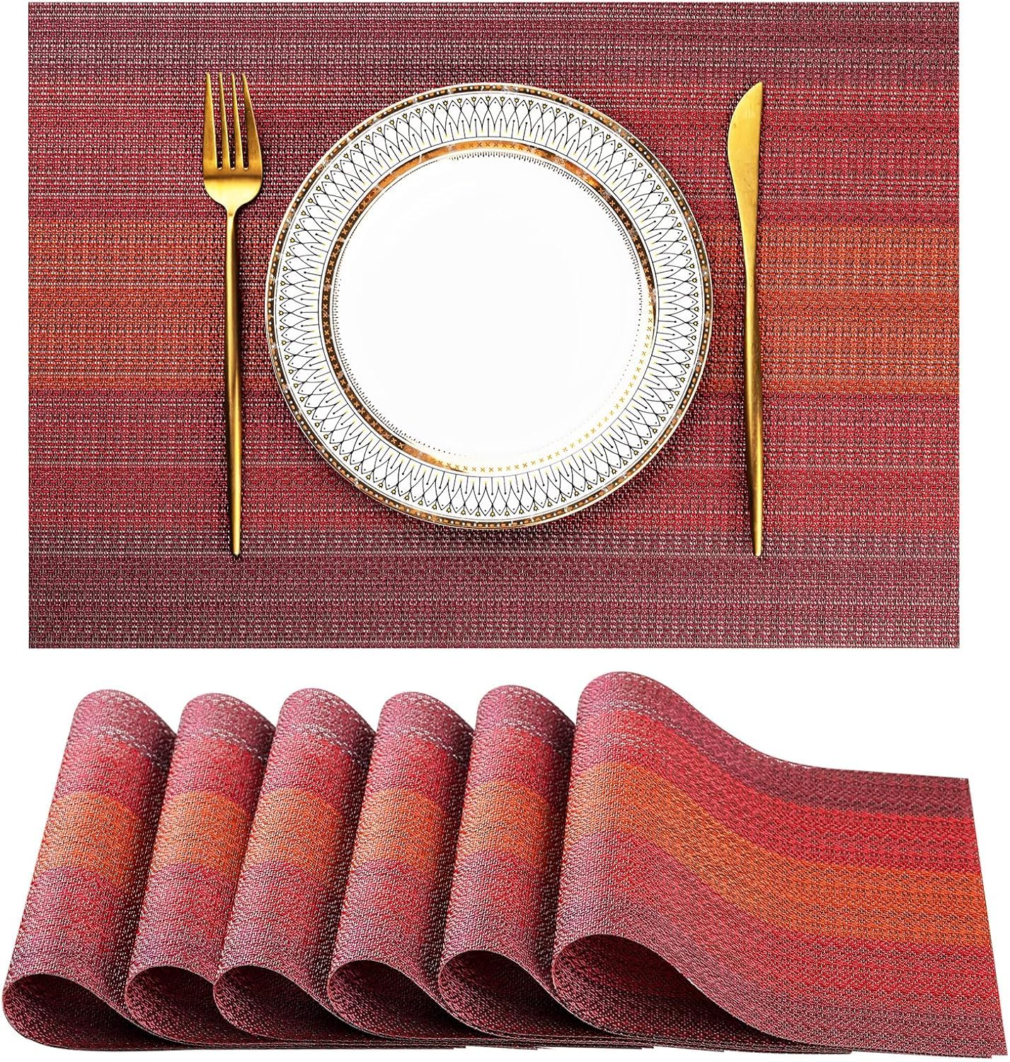 Royalkart Dining Table Mat Easy to Clean-Washable Reversible Anti-Slip Set of 6 Table Mats Stain-Resistant PVC Vinyl Heat-Resistant - Dark Blue- (45 * 30cm) (B07Q3GN47P) Amazon Price History, Amazon Price Tracker