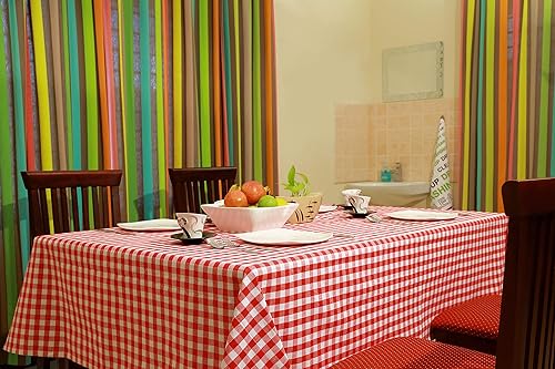 Miniatura 5 de Mantel de algodón de caramelo, hecho con 100% algodón puro, patrón de cuadros rojos y blancos, manteles cuadrados para el hogar, cocina, comedor,