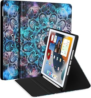Case for iPad 9th Generation(2021)/ 2020 iPad 8th Generation/ 2019 iPad 7th Generation, [Corner Protection] Multi-Angle Viewing Stand 10.2 Inch iPad Case Covers with Auto Sleep Wake (Starry Flowers)