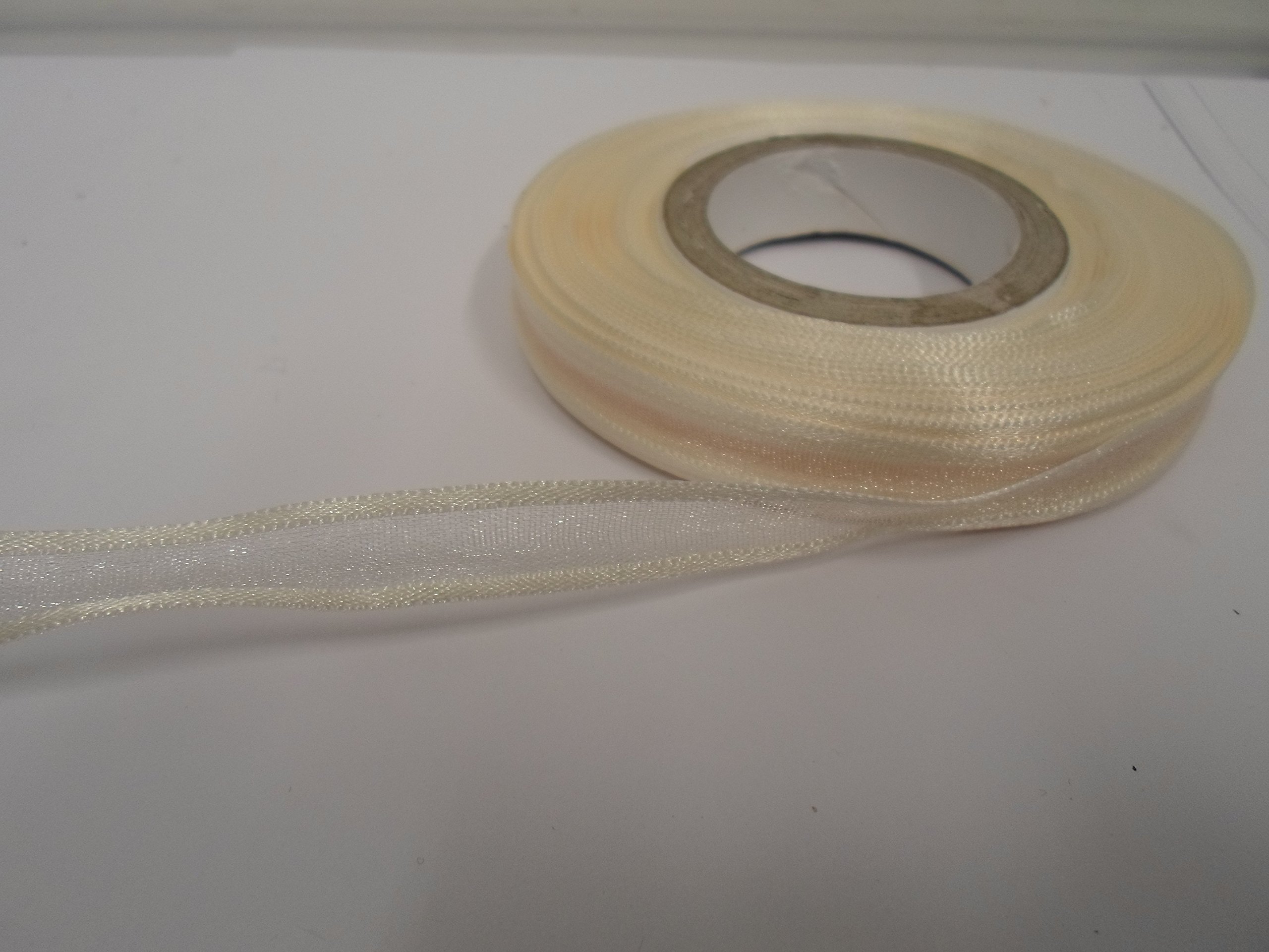 2 metres (Cut from Reel) x 10mm Edged Organza Ribbon Cream Double Sided Satin Edge Sheer 10 mm 3/8" 1cm