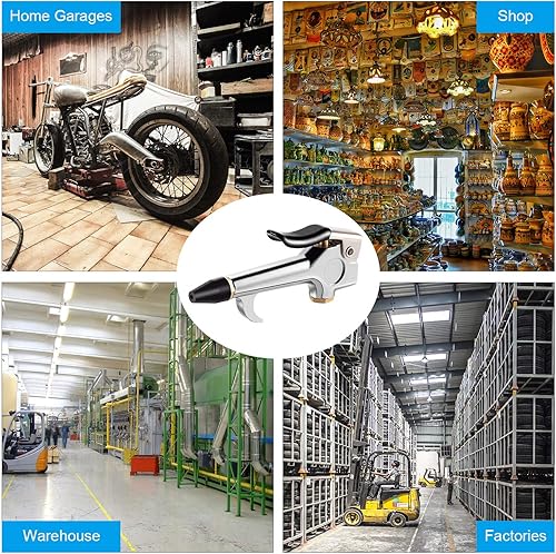 Miniatura 4 de Mudder Pistola de aire de aire estilo palanca de 2 piezas con boquillas de goma y punta de seguridad para el hogar, garaje, tienda industrial (negro)