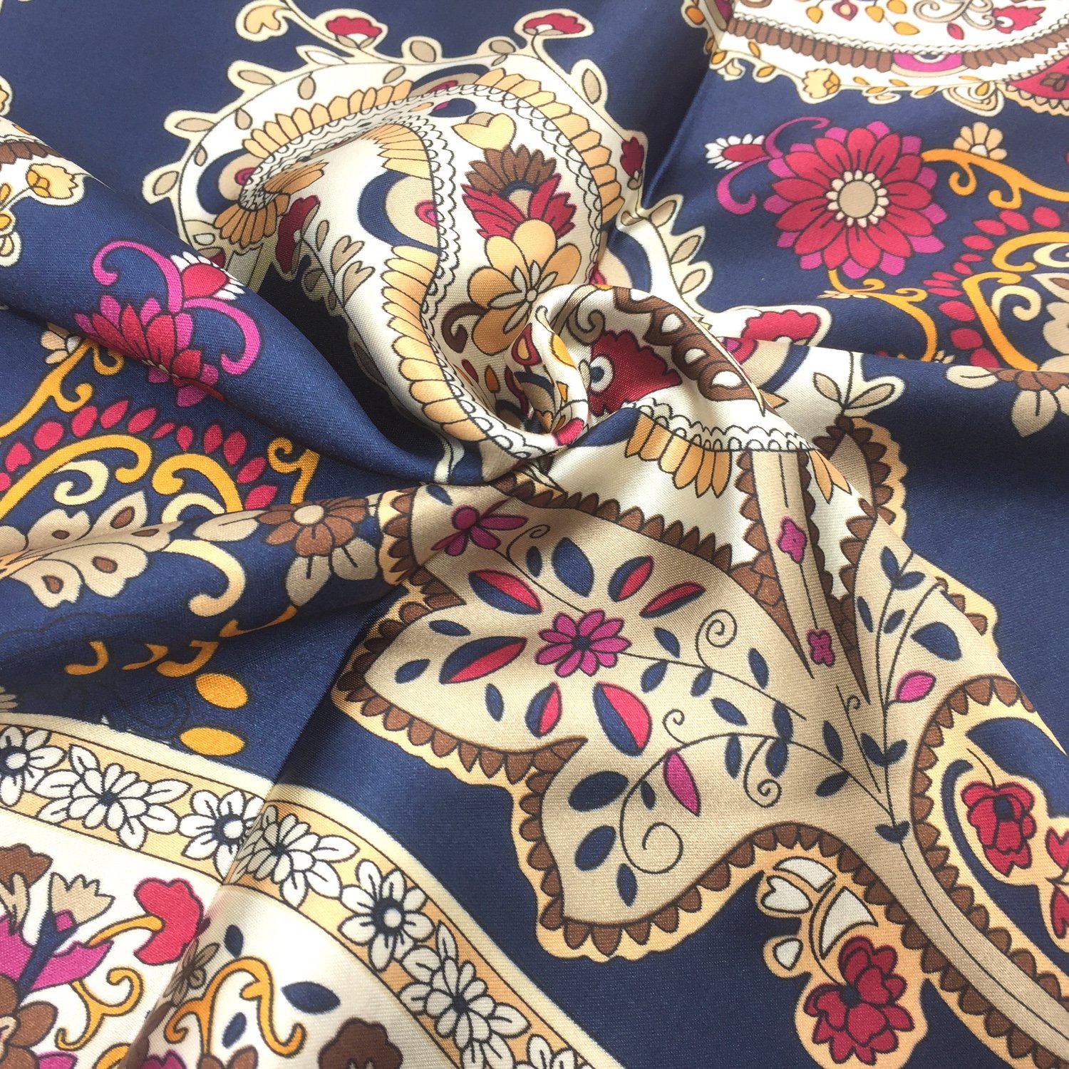 YOUR SMILE Silk Like Scarf Women's Fashion Pattern Large Square Satin Headscarf Headdress