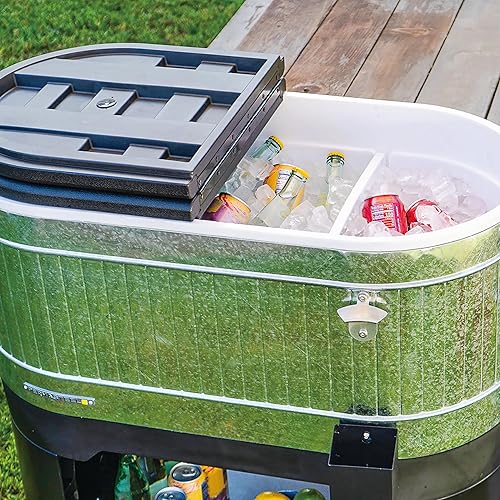 Miniatura 14 de Permasteel Enfriador de patio con ruedas y asas de acero galvanizado para exteriores