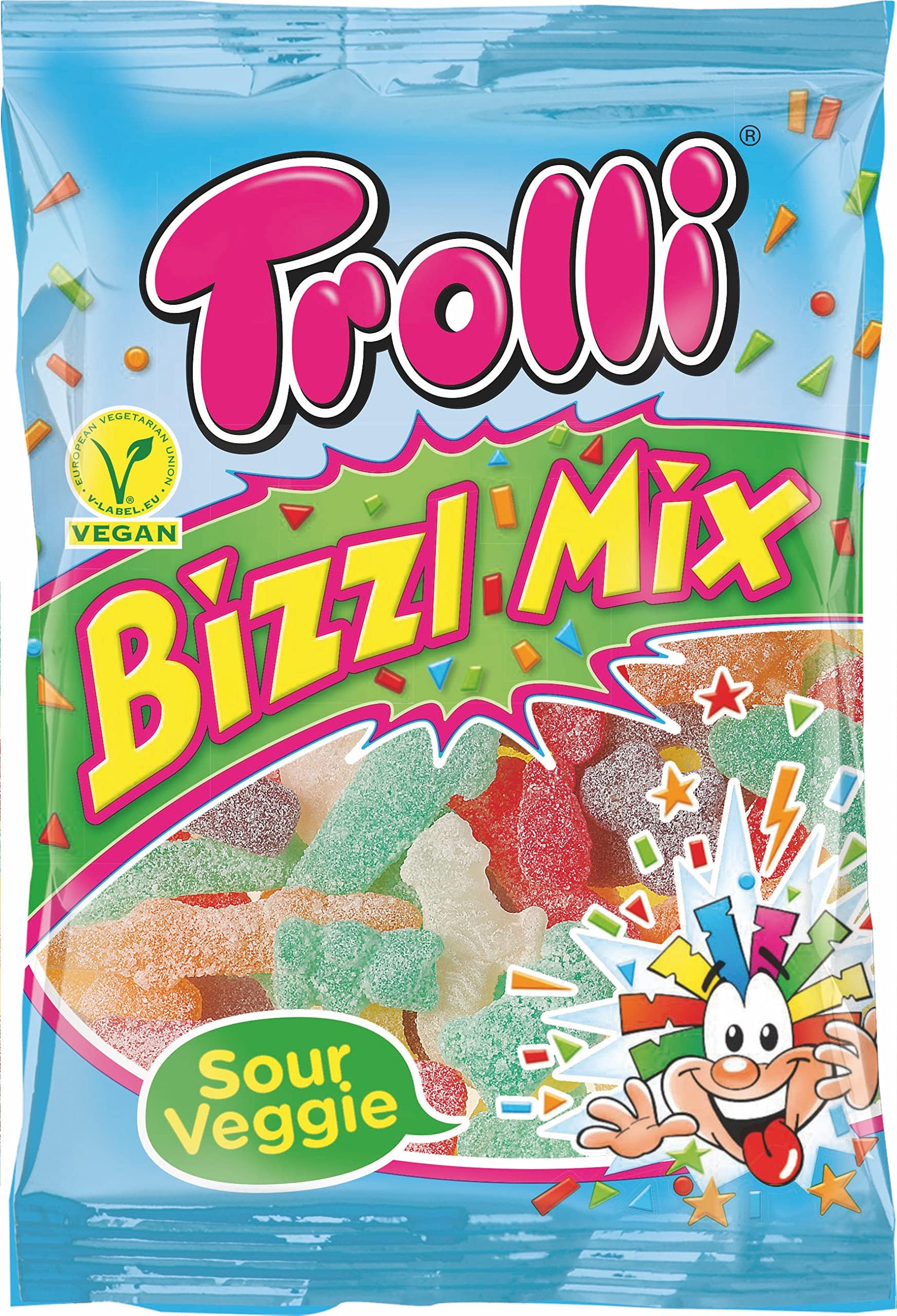 Trolli Bizzl Mix Sour Veggie Gummies Candy | Vegan | Back to School Treat | Imported | 200 g
