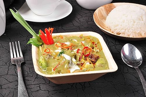 Miniatura 2 de Paquete de 100 platos llanos de hoja de palma cuadrada real de 6 pulgadas, compostable, desechable, resistente, ecológico, apto para microondas,