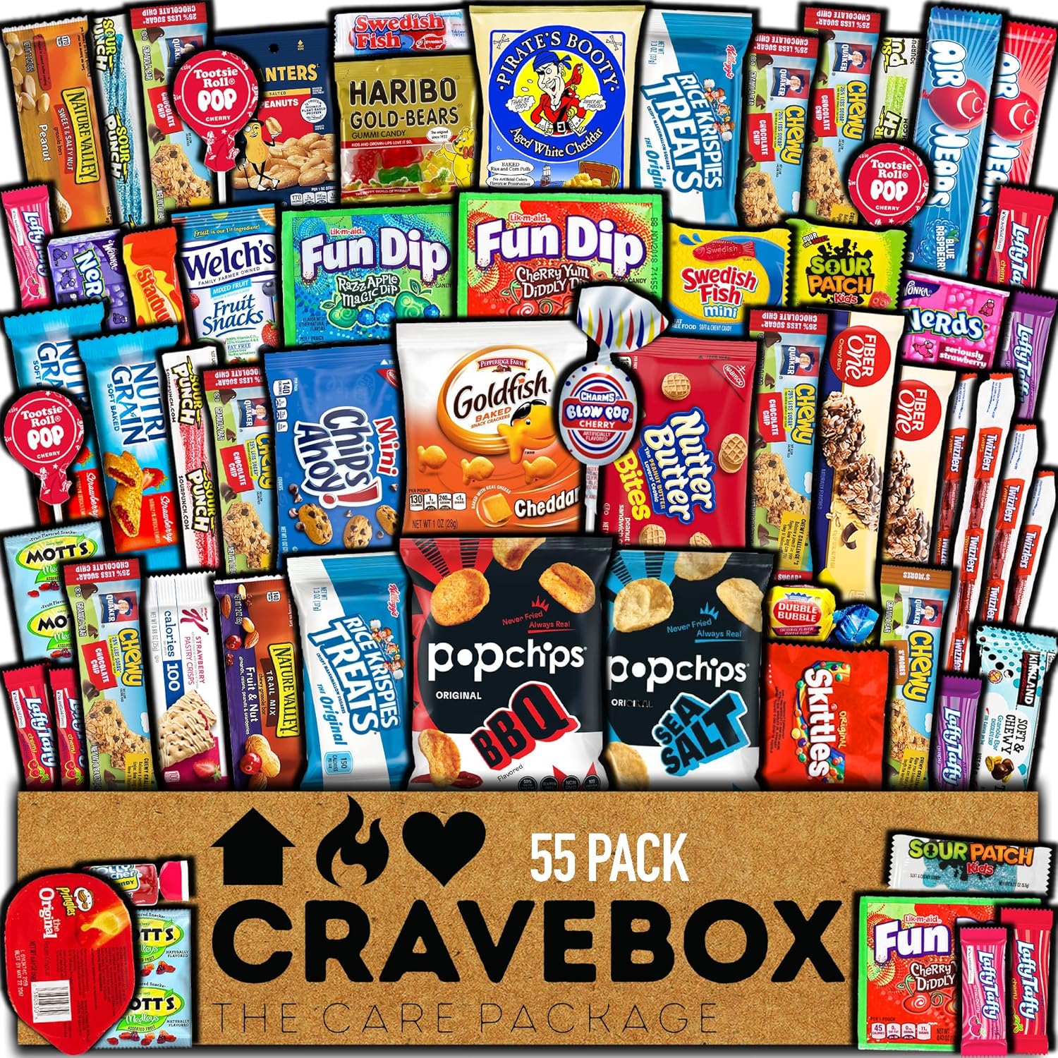 CRAVEBOX Snack Box (55 Count) Easter Variety Pack Care Package Gift Basket Adult Kid Guy Girl Women Men Birthday College Student Office Back to School