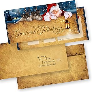 tatmotive Geschenkgutscheine Weihnachten Nordpol Express 25 Stück mit Umschlag - Gutscheine Gutscheinkarten Weihnachten für Kunden für Firma Gewerbe