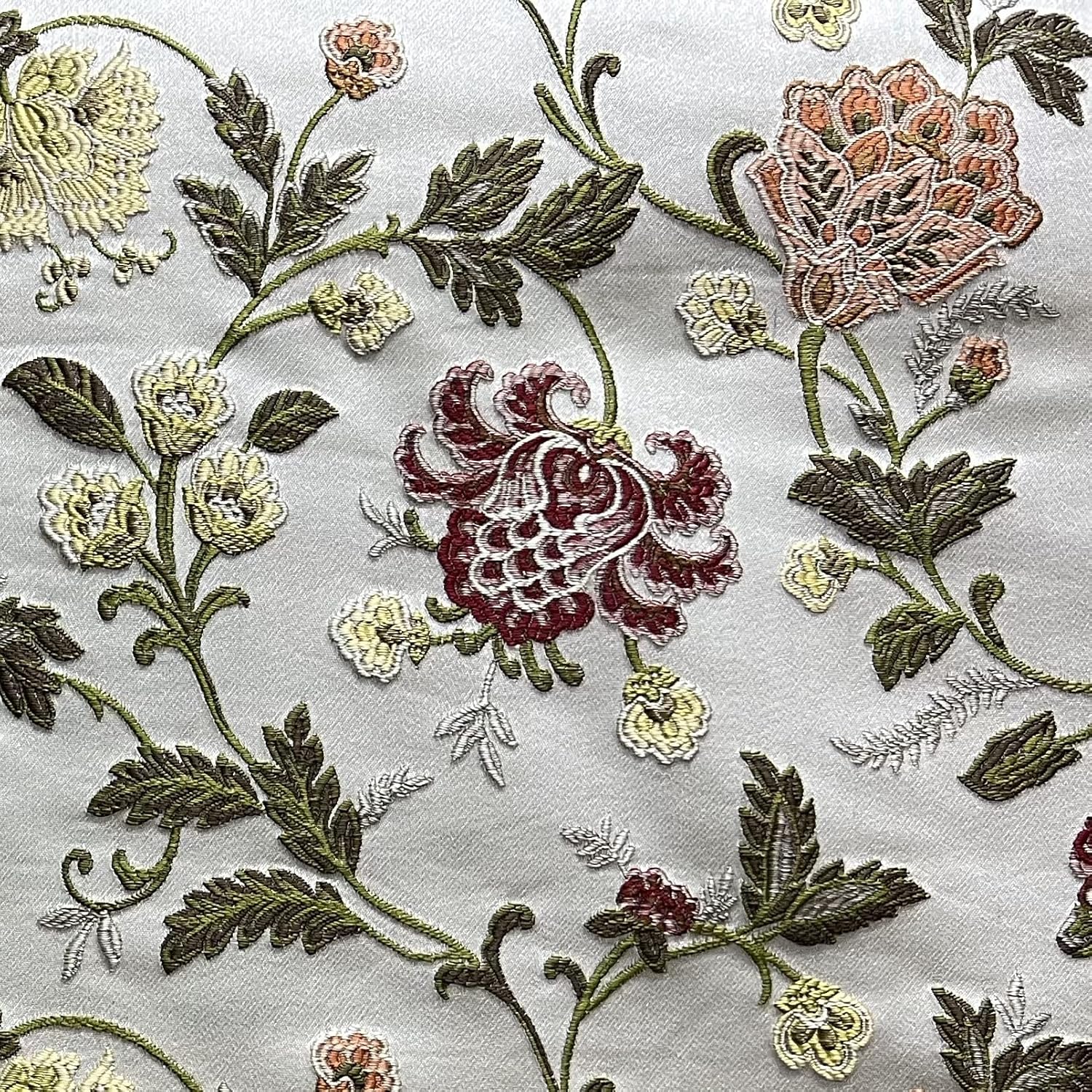 Luxurious Woven Jacquard Floral Design Heavy Furnishing Fabric for Upholstery, Window Treatments and Craft - Width 54 inches - Fabric by Yard (Brown)