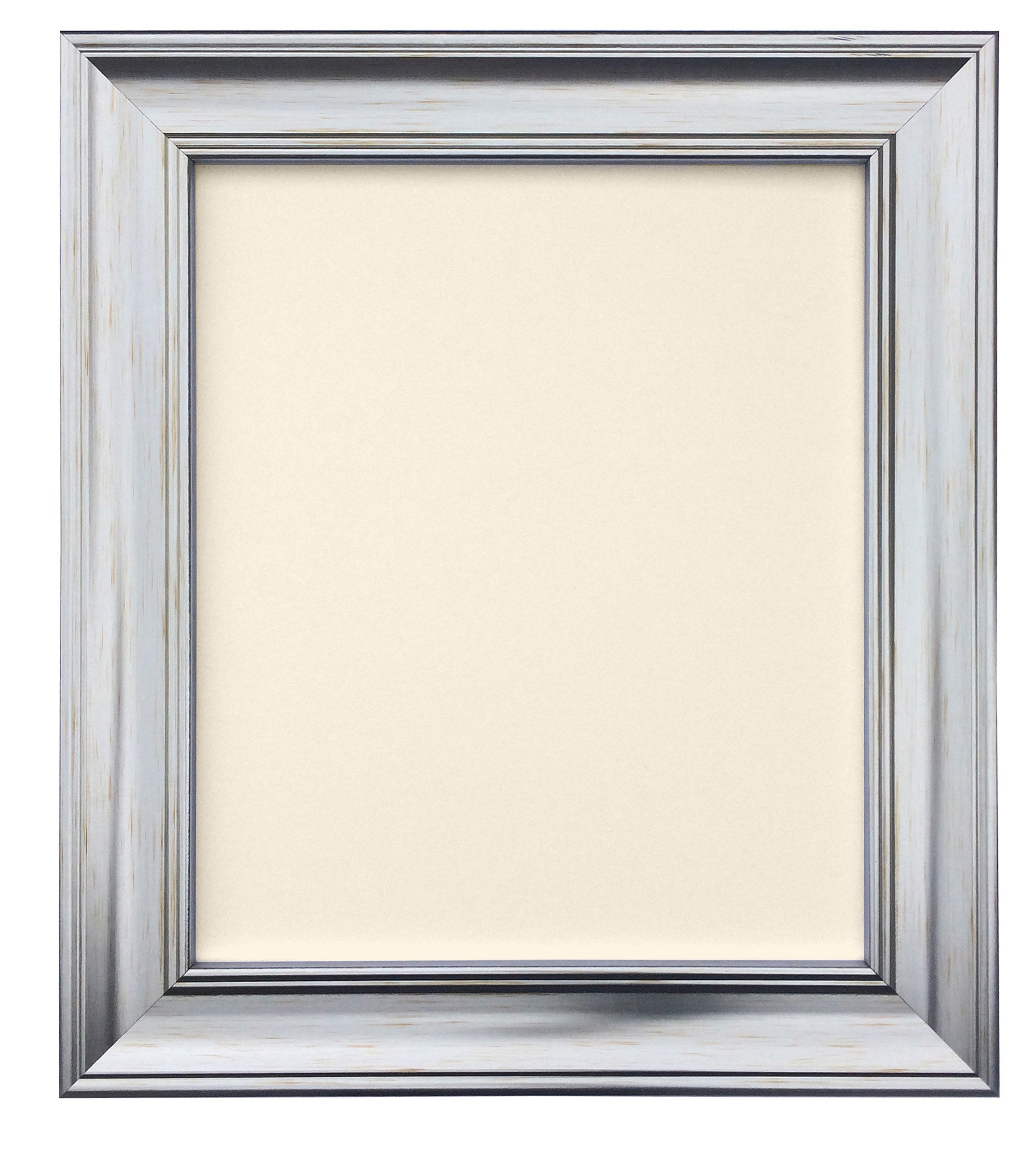 Frames By Post Ivory Backing Board Scandi Distressed Silver Picture Photo Frame With A3