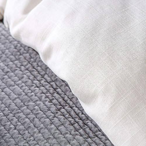 Miniatura 3 de HiEnd Accents Hera - Funda de edredón de lino a medida, tamaño Super Queen, color liso topo, romántico, shabby chic, estilo tradicional costero,