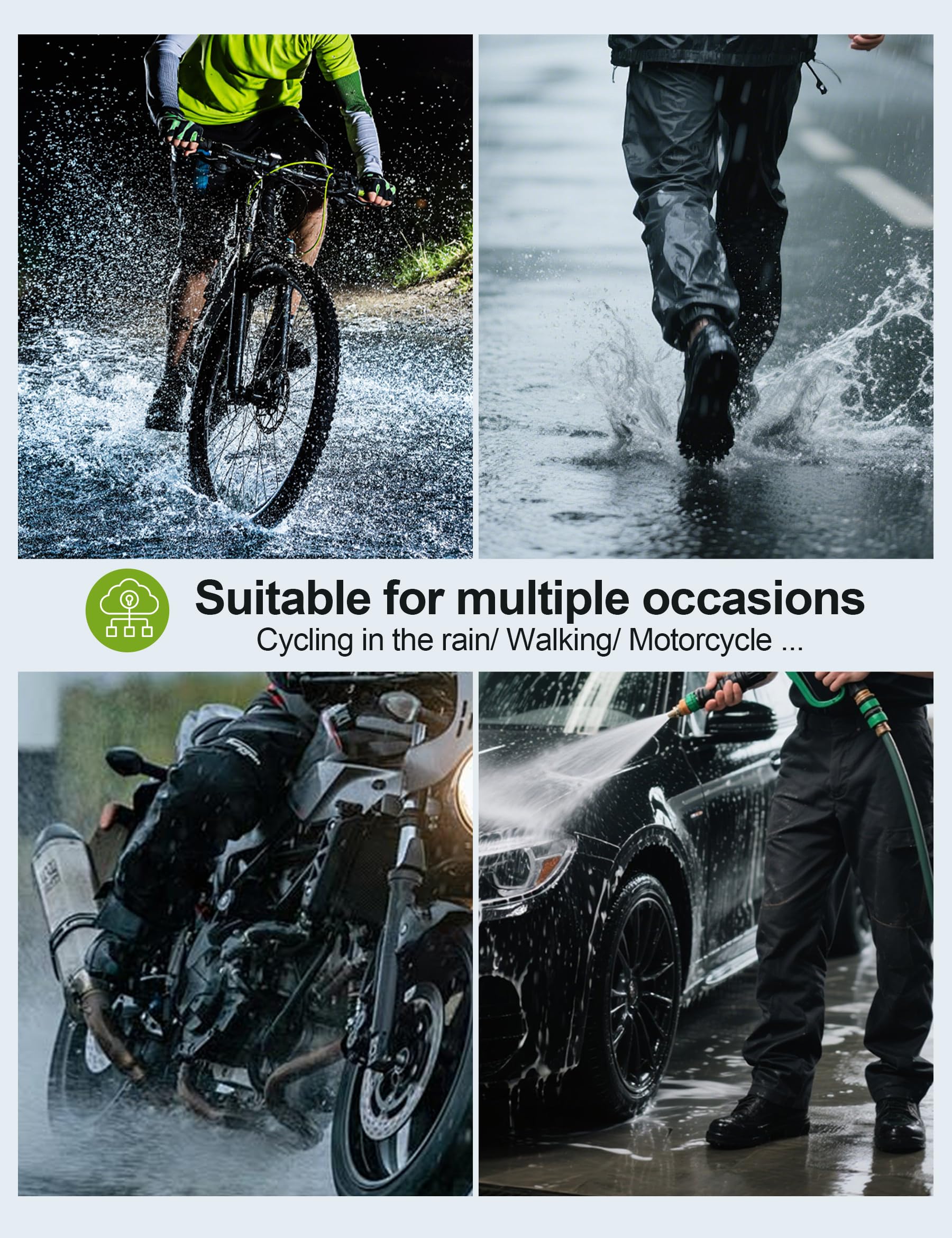INBIKE Schuhüberzieher mit Schwarzen Reflexstreifen Perforierte Sohle rutschfest und Verschleißfest wasserdichte Fahrrad Überschuhe RH323