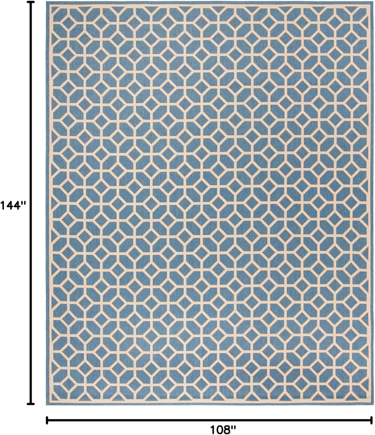 SAFAVIEH Washable Rug Outdoor Beach House Collection - 9' x 12', Blue & Cream, Non-Shedding & Easy to Clean, Ideal for Patio, Backyard, Mudroom (BHS127M)