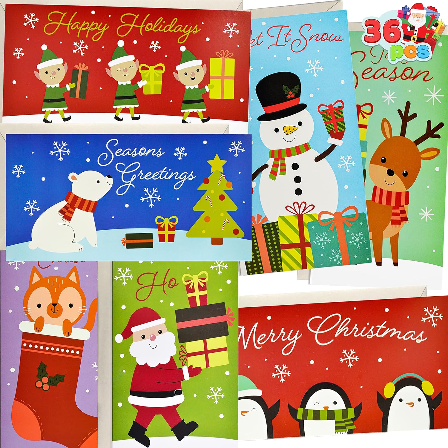 JOYIN 42 Pcs Christmas Greeting Cards with Envelopes, Christmas Money Cards for Gift Card Holder, Cash Christmas Money Cards Bulk Assorted, Xmas Party Supplies