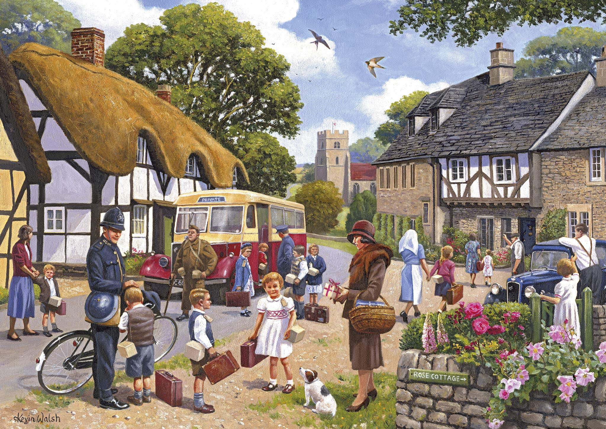 Gibsons The Evacuees - Rompecabezas de 4 x 500 Piezas | Juego de Cajas múltiples | Rompecabezas Tradicional sostenible nostálgico británico para Adultos y Adolescentes | Tablero 100% Reciclado de