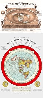 Gleasons New Standard Map Of The World - 24" x 36" | Orlando Fergusons Map of the Square and Stationary Earth - 24" x 18" SET OF 2