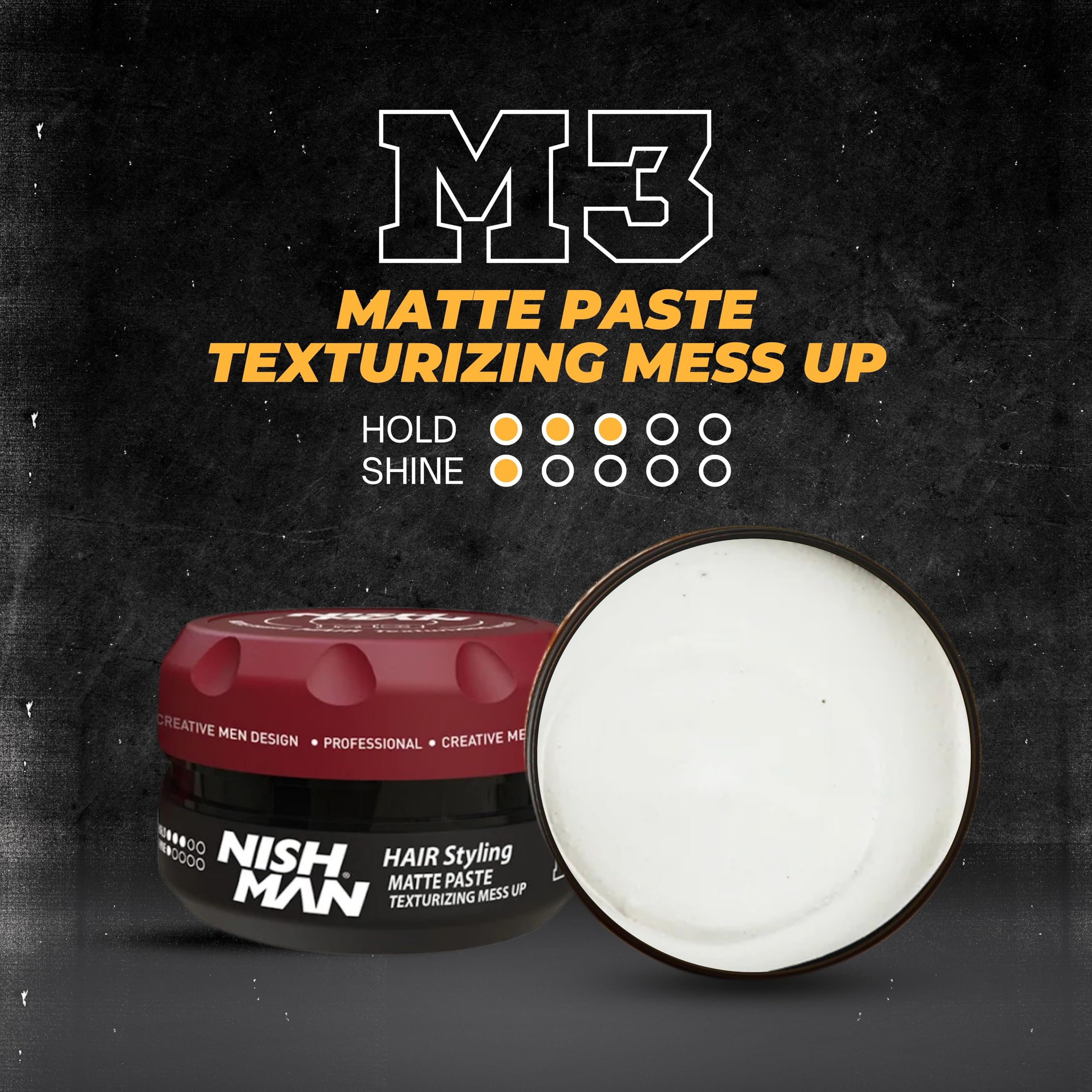 NISHMAN M3 Hair Styling Wax - Matte Paste Texturising Mess Up 100g - Matte Finish, Flexibile Hold, Natural Look - Image 3