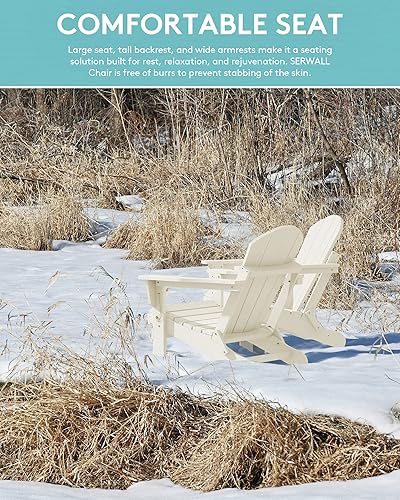 Miniatura 7 de SERWALL Silla plegable Adirondack  HIPS Adirondack Sillas para exteriores, resistentes a la intemperie, sillas para hoguera - Blanco