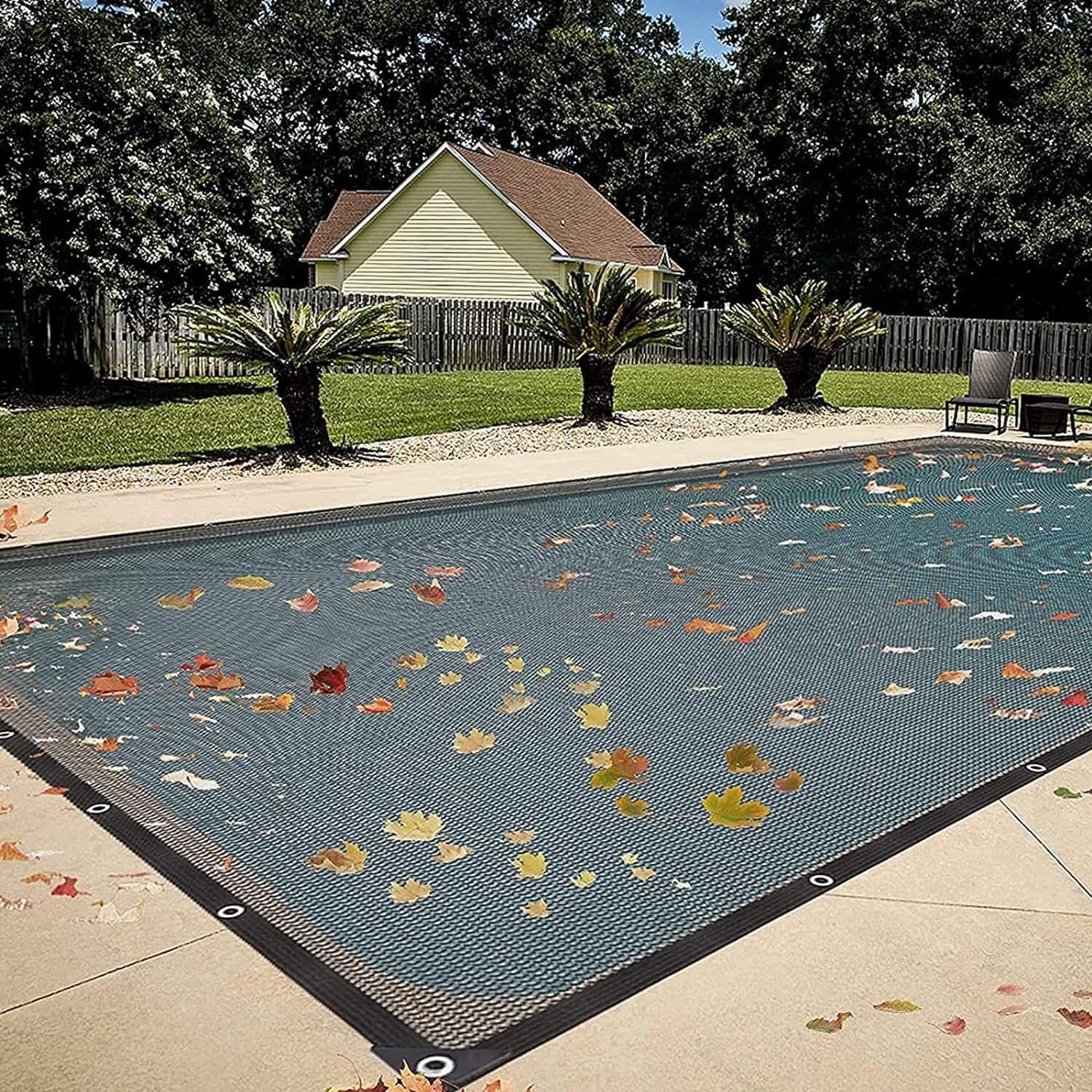 Rechteckiges Pool-Sicherheitsnetz, Schutzabdeckung für eingelassene und Aufstellpools, Winterabdeckung für den Außenbereich, blattfest und reißfest(01,4x7m(13x22.96ft))