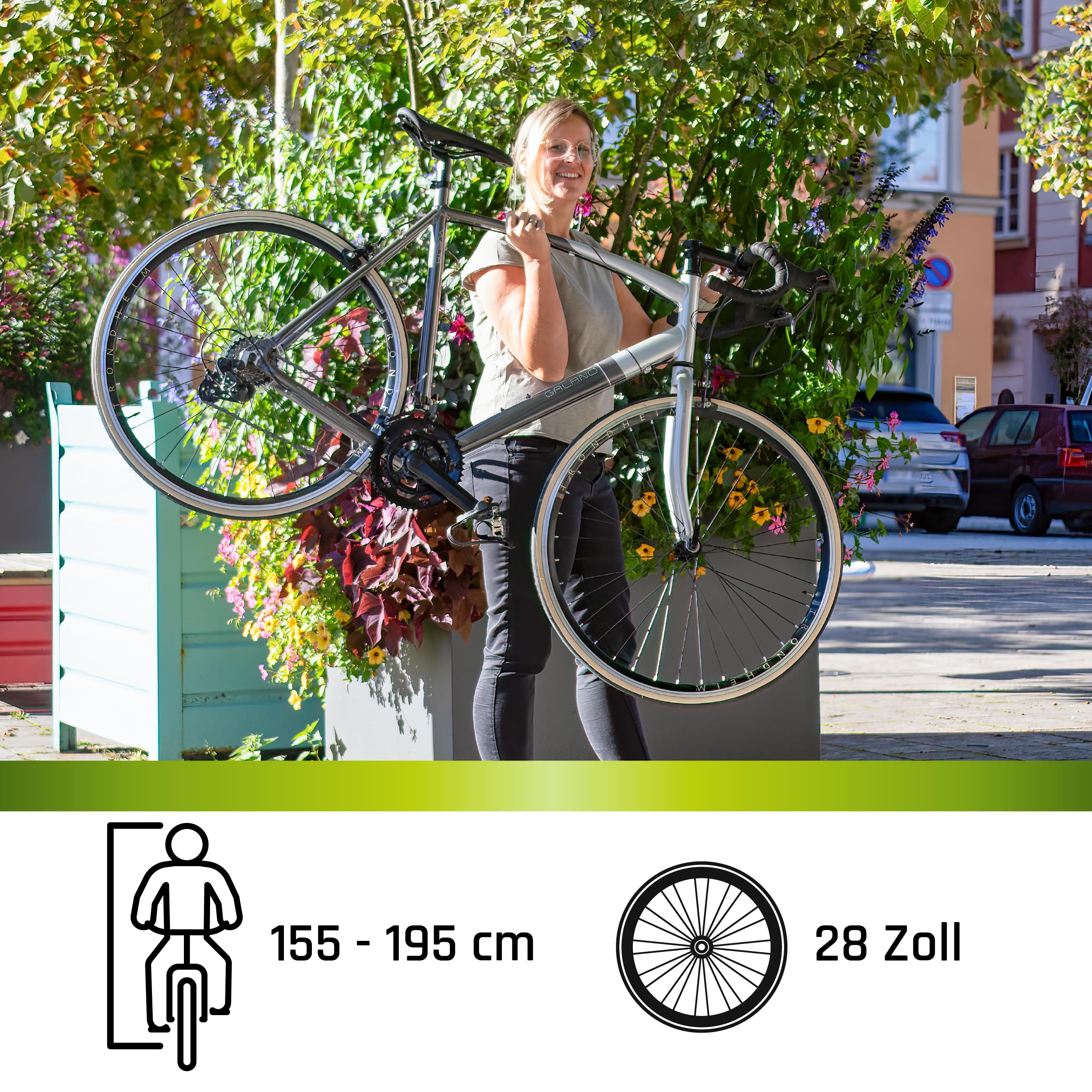 Galano Vuelta STI Rennrad für Damen und Herren ab 150 cm, 28 Zoll mit 14 Fach Fahrrad Schaltung Road Bike, Pedale mit Pedalhaken, Rennfahrrad mit schmalen Reifen