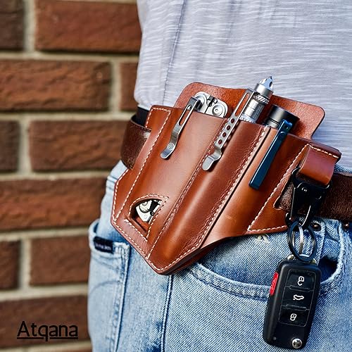Miniatura 7 de Funda multiherramienta para cinturón (cuero de primera calidad) - Organizador de bolsillo EDC  Funda Leatherman  Bolsa multiherramienta de cuero