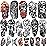 77 Sheets Temporary Tattoos, 17 Sheets Half Arm Motorcycle Skull Flame Flower Mechanical Fake Tattoos for Adults Shoulder Neck, 60 Sheets Tiny Temporary Tattoos Realistic for Men Women Boy Girl