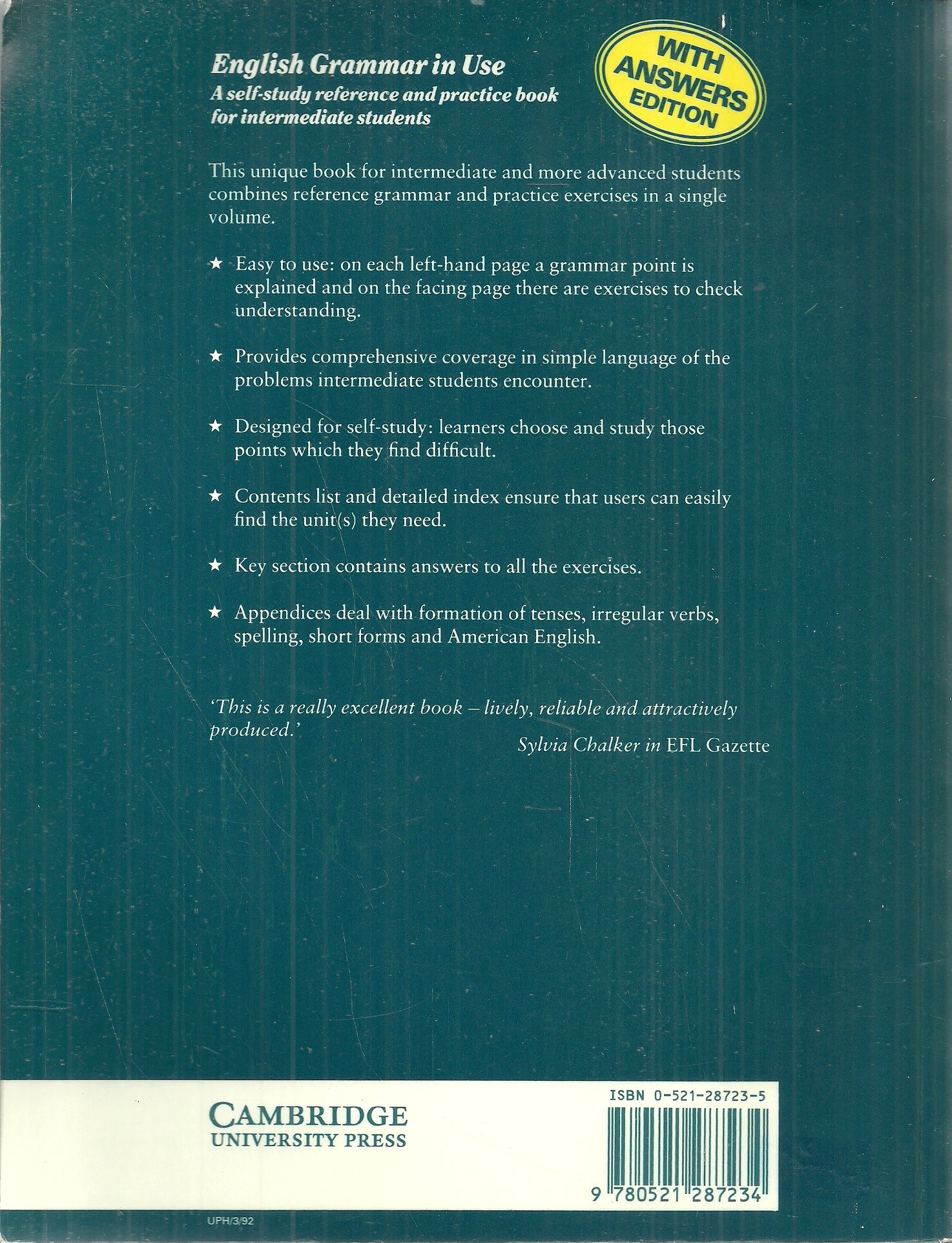 English Grammar In Use With Answers: A Reference And Practice Book For Intermediate  Students : Murphy, Raymond: Amazon.de: Bücher