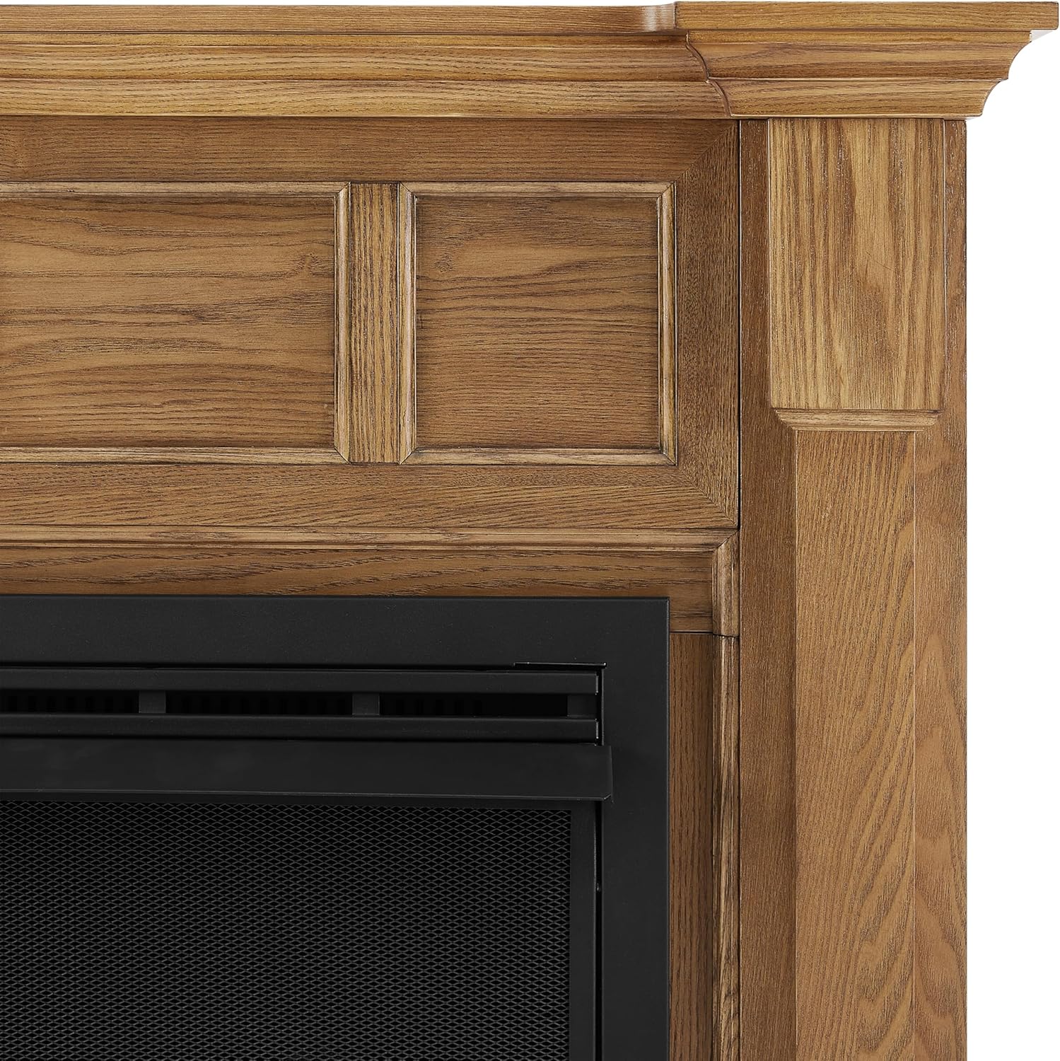38.5 in. Dual Fuel Platinum Oak Vent Free Fireplace System 26,000 BTU