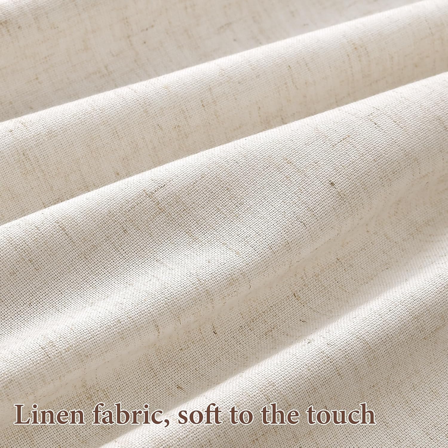 SMABU Linen Grommet Curtains 84 Inches Long for Living Room Cream 2 Panels