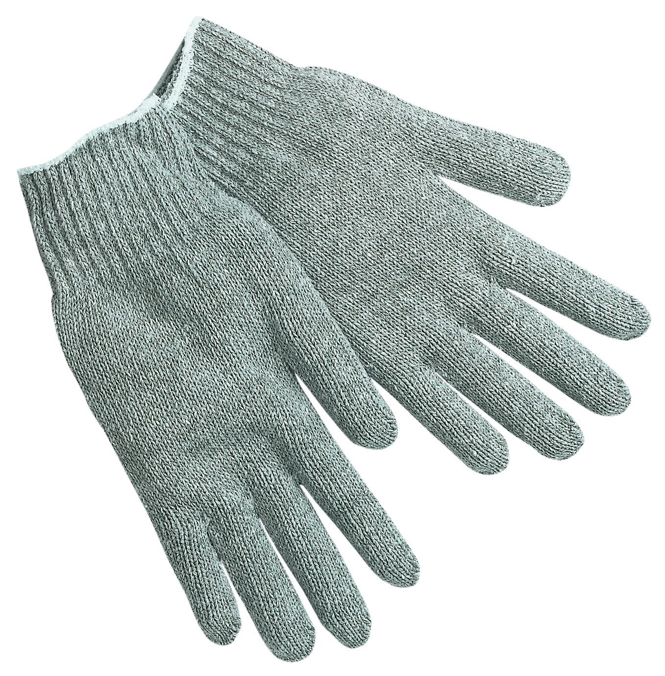 MCR Safety 9611LM Cotton Polyester String Knitted Multi-Purpose Gloves with White Hemmed Cuff Gray Large 1-Pair