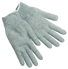 MCR Safety 9611LM Cotton Polyester String Knitted Multi-Purpose Gloves with White Hemmed Cuff Gray Large 1-Pair