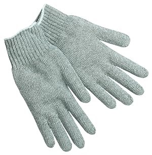 MCR Safety 9611LM Cotton Polyester String Knitted Multi-Purpose Gloves with White Hemmed Cuff Gray Large 1-Pair