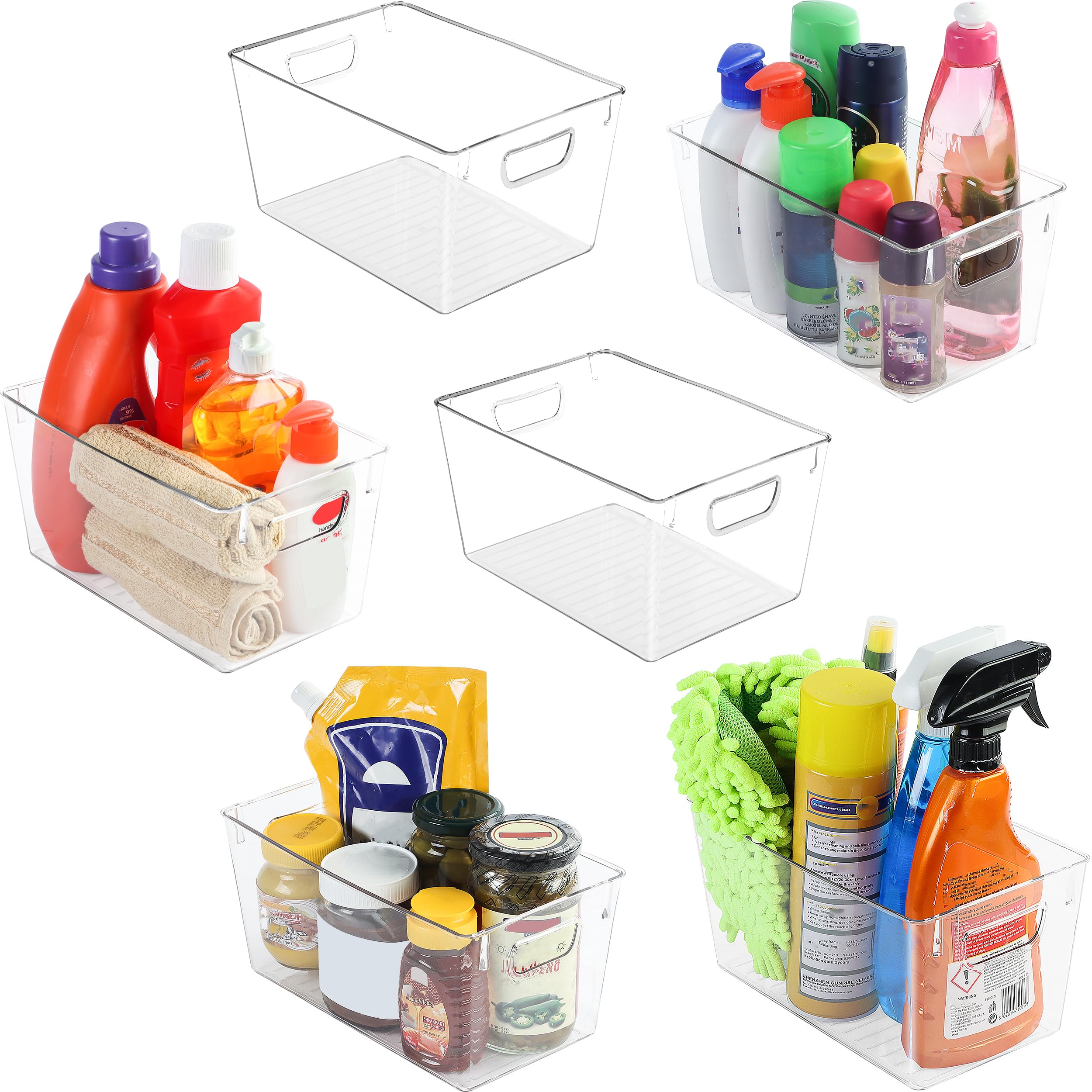 Utopia Kitchen Organizador de despensa, contenedores organizadores de refrigerador, organizador de refrigerador para congeladores, encimeras de cocina y gabinetes, sin BPA, transparente (6, mediano)