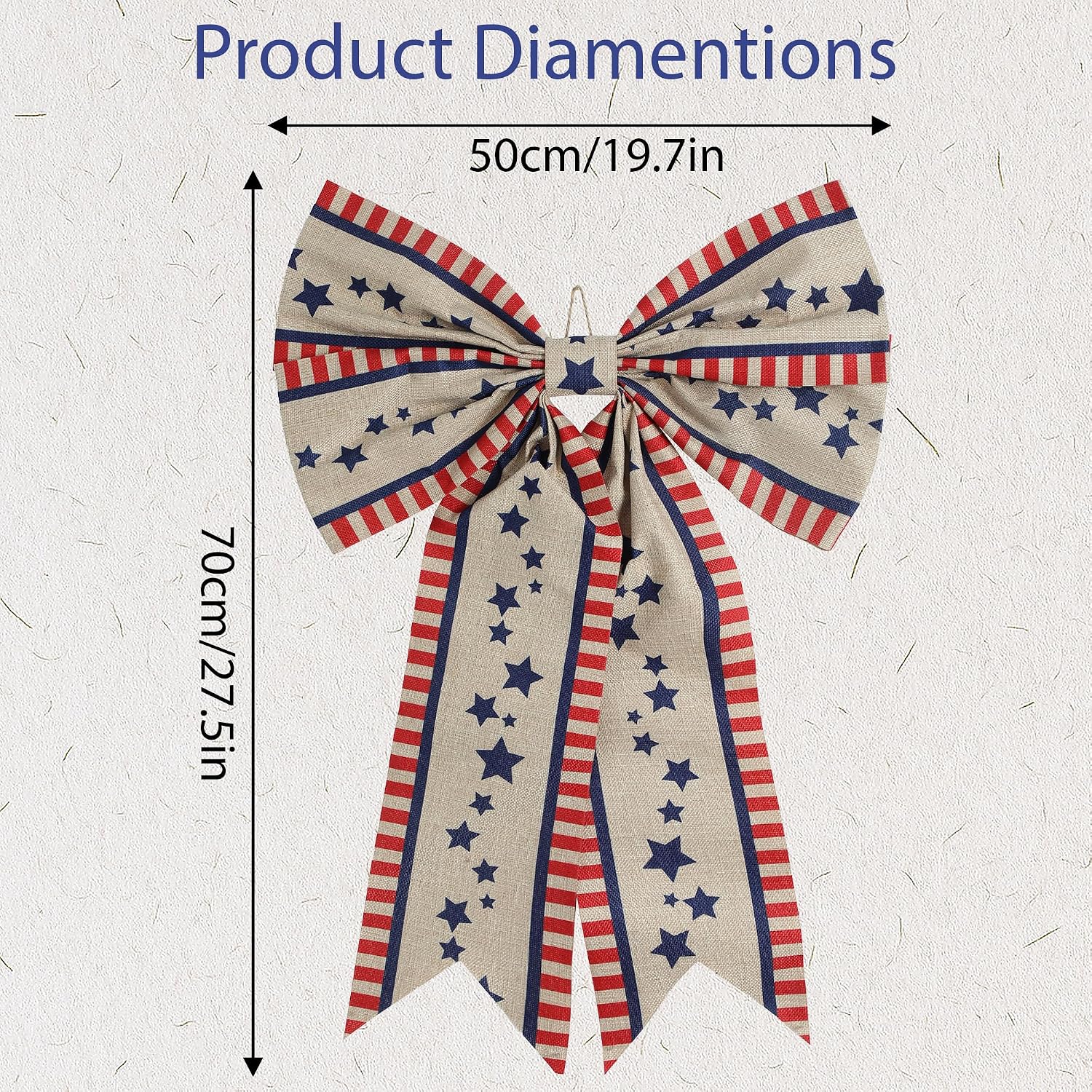 Sincere Party 2PACKS Large Bow Front Door Decorations 4th of July Patriotic Indoor Outdoor Hanging Wreath Completement Made of Quality Linen Fabirc