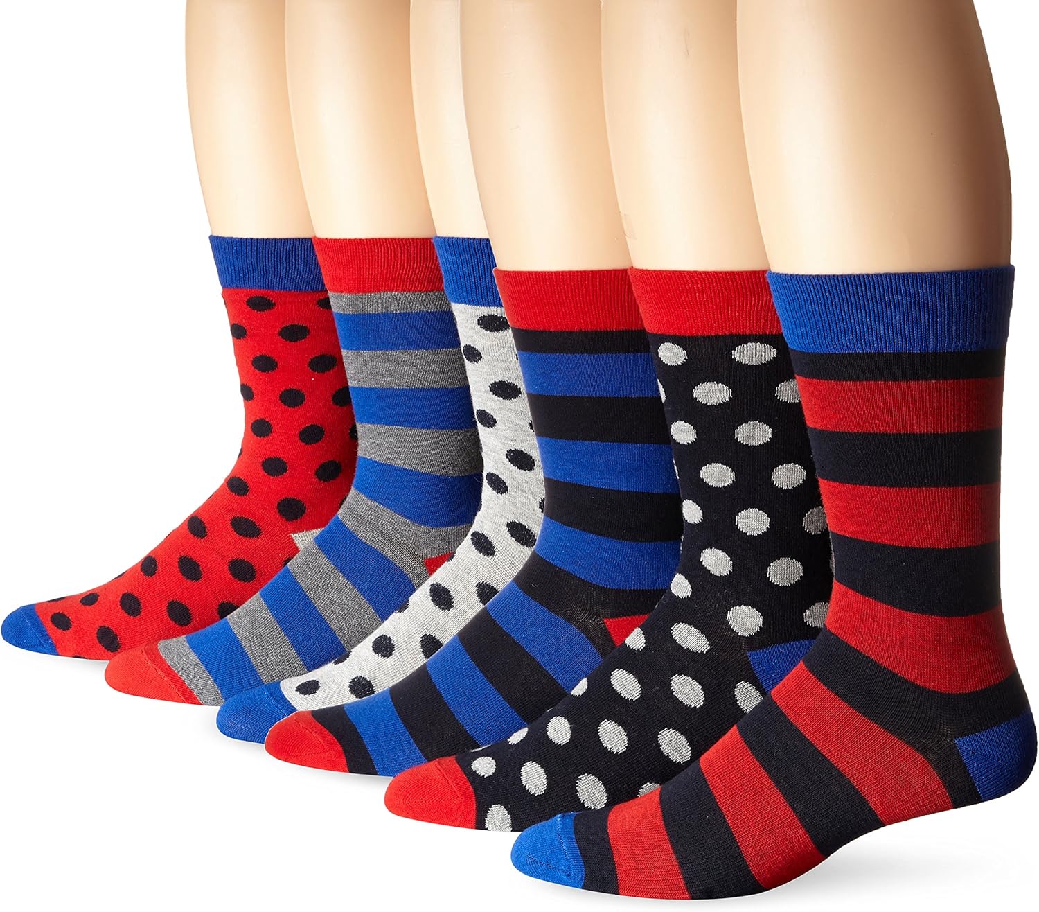 Ben Sherman Men's 6 Pack Frederick Crew Socks, Multi color