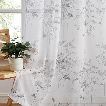 Warm Home Designs Printed Boho Curtains for Living Room. Our Silver Charcoal Floral Curtains 63 Inches Long are Perfect Way to Add Rustic Drapes Vibe to Any Vintage or Boho Home Decor. KA Charcoal 63