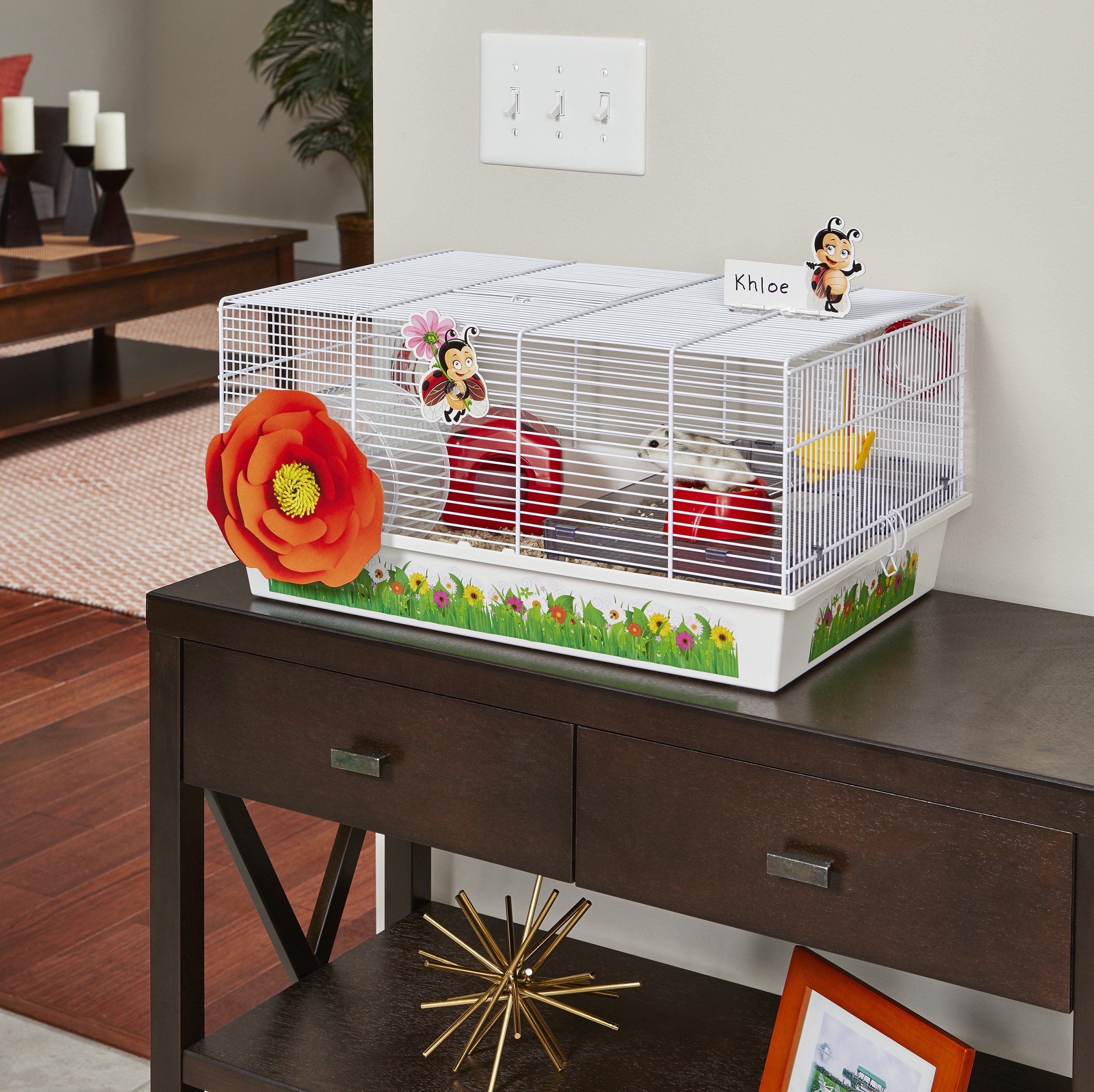 Midwest Homes for Pets Jaula para hámster | Precioso Tema de Mariquita | Accesorios y calcomanías incluidos