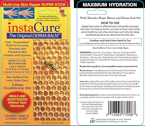Miniatura 10 de Alivio rápido para las narices agrietadas, secas y doloridas! Bálsamo de nariz original de InstaCure con miel de manuka cruda, además de aceite de