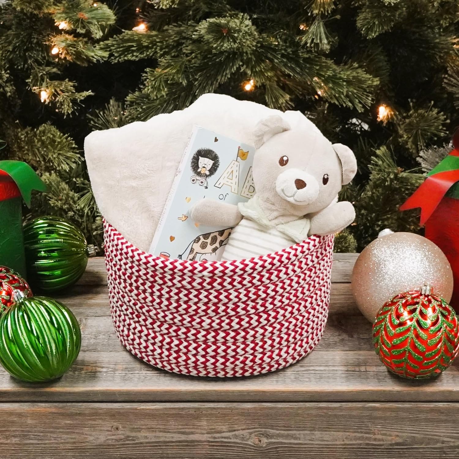 Vixen Zig-Zag Holiday Nesting Baskets SET-2 - Candycane Red