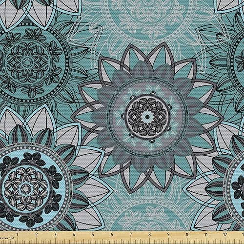 Ambesonne The Yard, tela mandala de The Yard, motivos abstractos orientales hippie tradicionales, diseño inspirado en primavera, tela decorativa